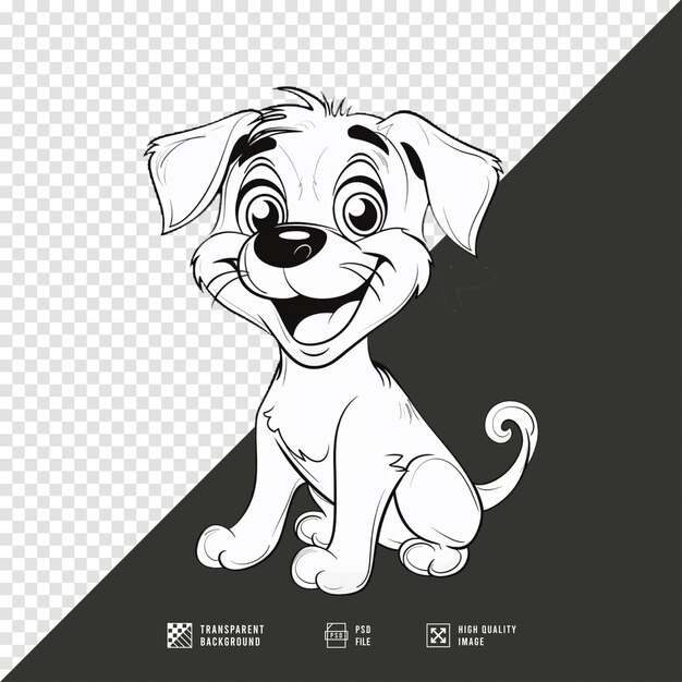 Black and white image of dog without background HD quality