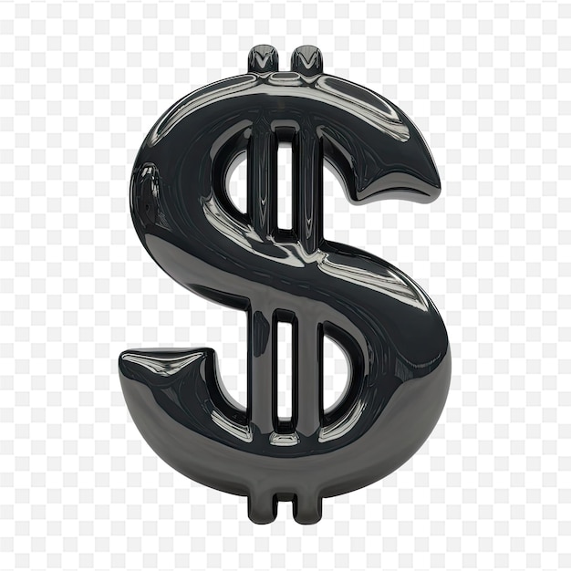 a black and white image of a dollar sign with a drop of water on it