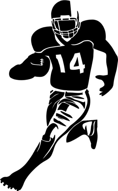 PSD a black and white image of a player with the number 14 on his jersey