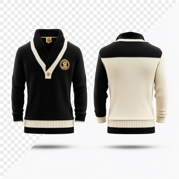 PSD a black and white jacket with a gold emblem on the front and the word crest on the front