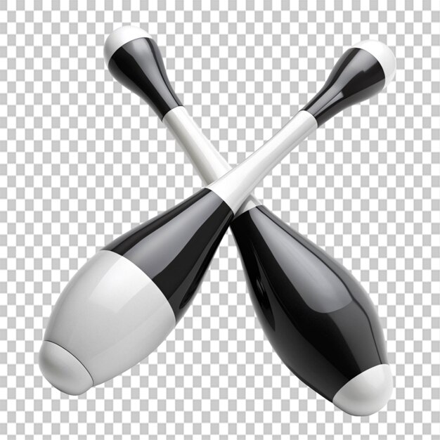 PSD black and white juggling clubs on transparent background