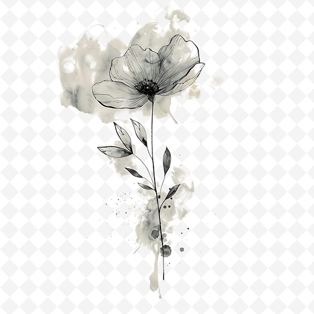 PSD a black and white painting of a flower with the words quot poppy quot on it