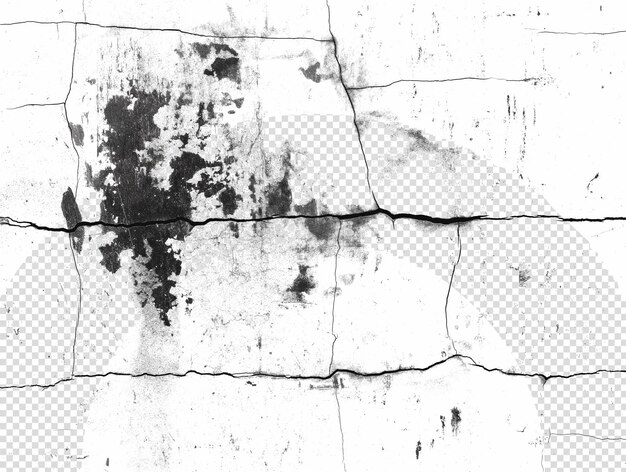 a black and white photo of a cracked wall with a black and white background