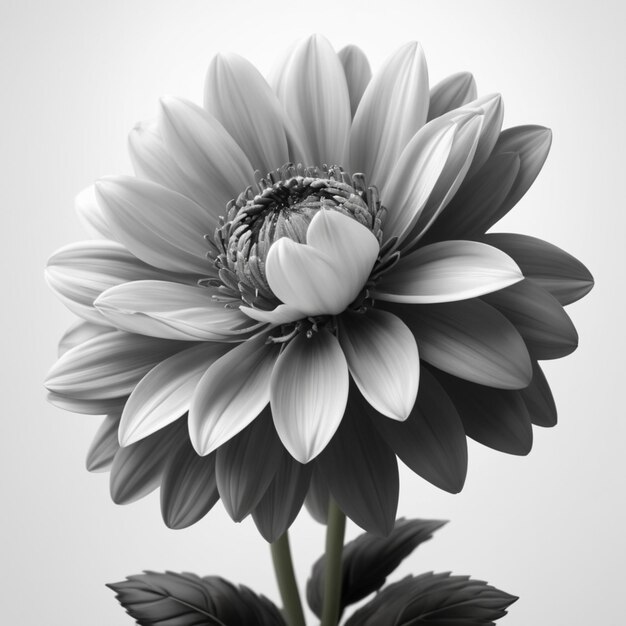 PSD a black and white photo of a flower with a white flower in the middle