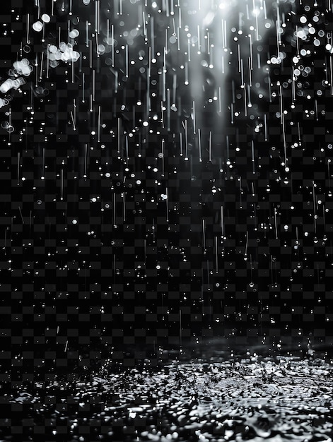 a black and white photo of rain drops falling on a black background