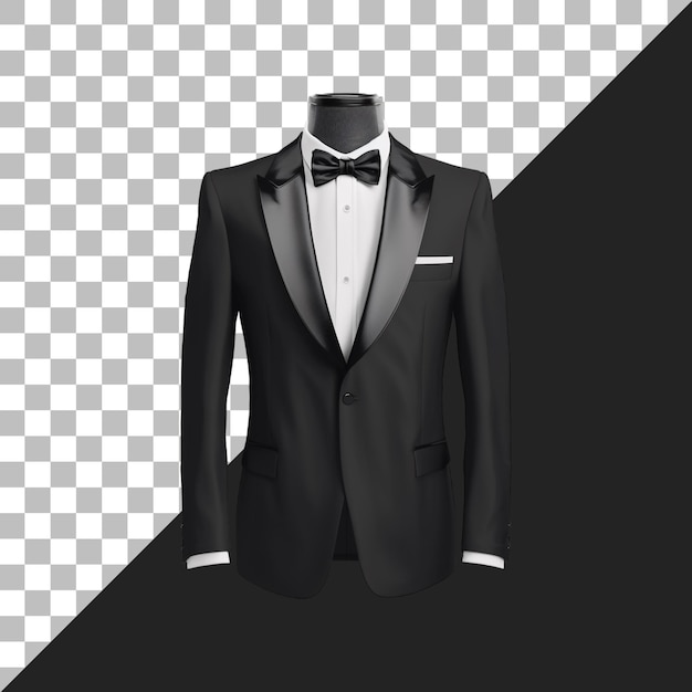 PSD a black and white photo of a tuxedo with a black background