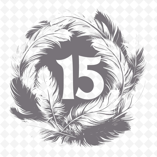 PSD a black and white photo of a wreath with the number 15 on it