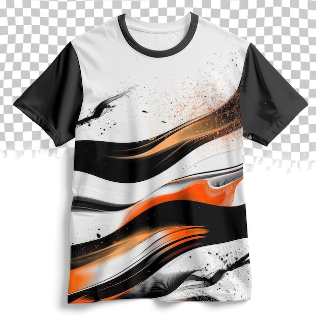 PSD a black and white shirt with orange and black stripes