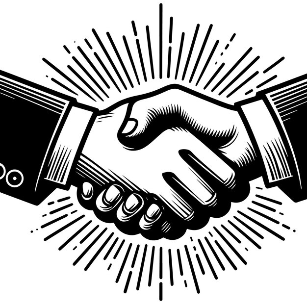 PSD black and white silhouette of a business handshake