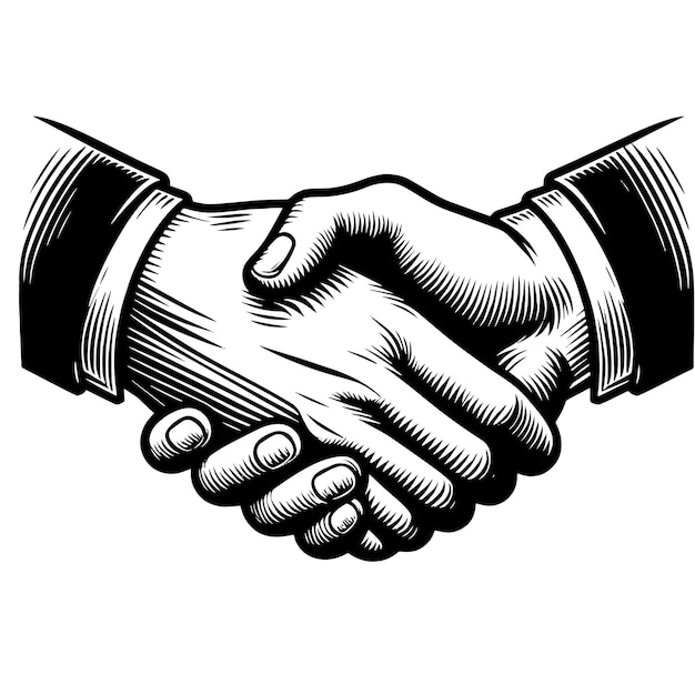 PSD black and white silhouette of a business handshake