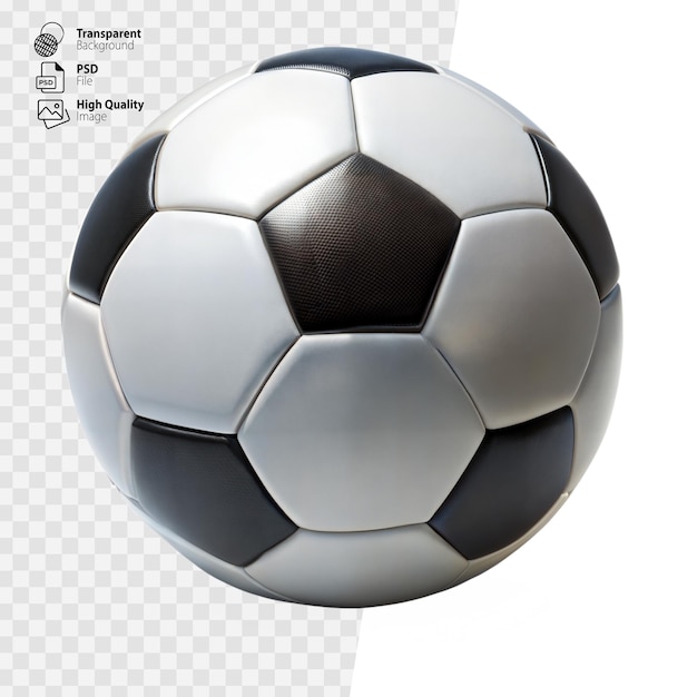 Black and White Soccer Ball on Transparent Background