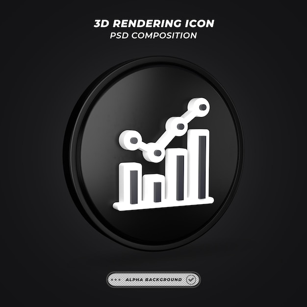 Black and white Statistics Icon in 3D Rendering