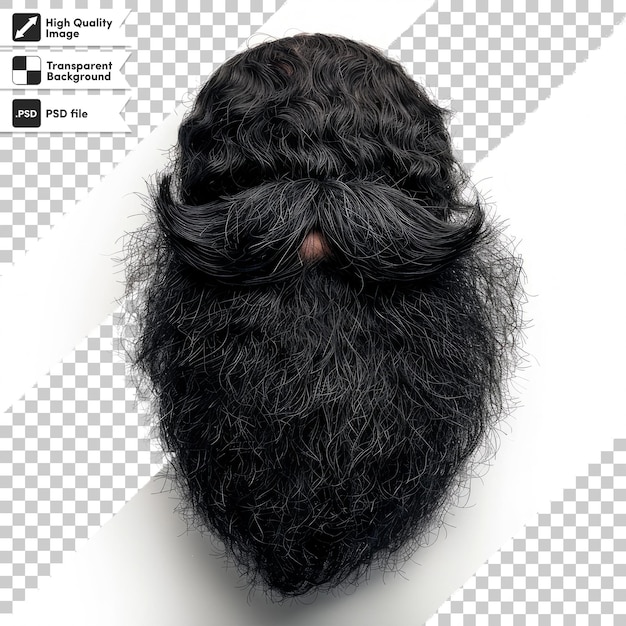 a black wig with a black beard and a black wig on it