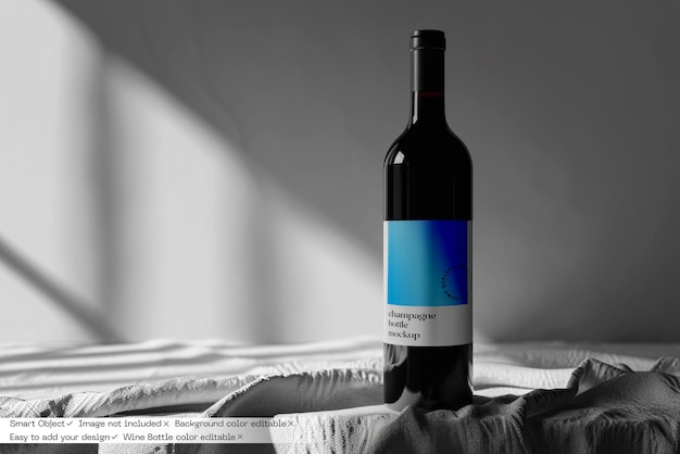 PSD black wine bottle mockup