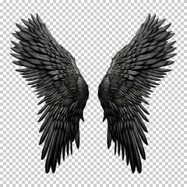 Black Wings Isolated on Transparent Background