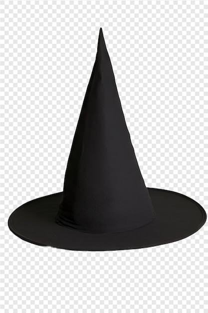 a black witch hat with a black cap on a transparent background