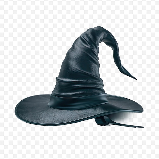 a black witch hat with a black hat on a transparent background