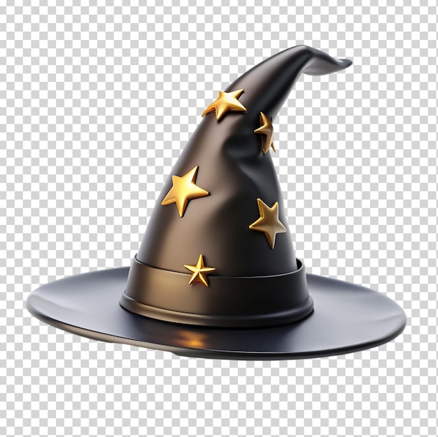 Black wizard hat 3d on transparent background