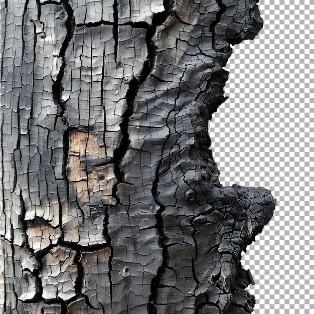 Black Wood Piece of Stump on Transparent Background Ai Generated