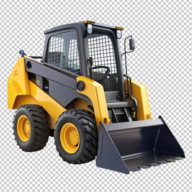 PSD black yellow skid steer loader transparent background