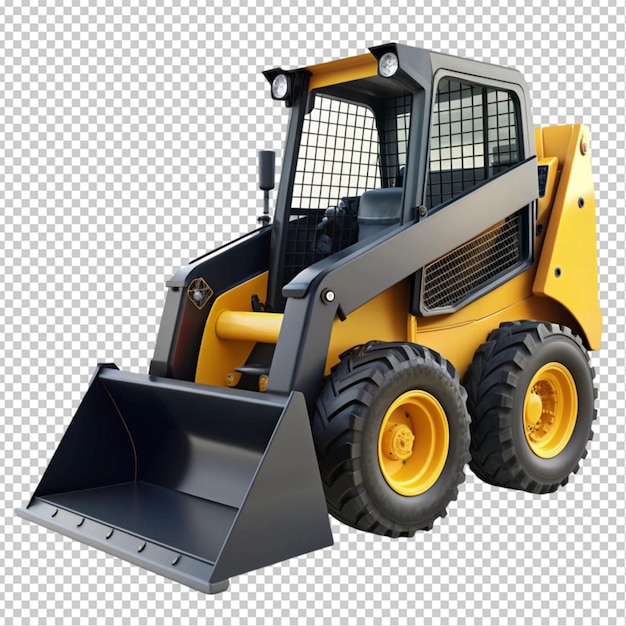 PSD black yellow skid steer loader transparent background