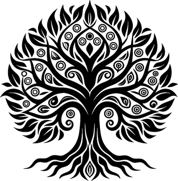 PSD black yggdrasil stencil norse tree of life