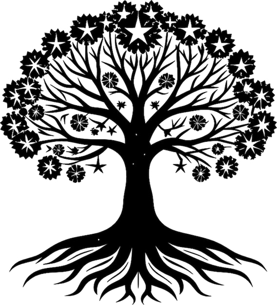 Black Yggdrasil Stencil Norse Tree of Life