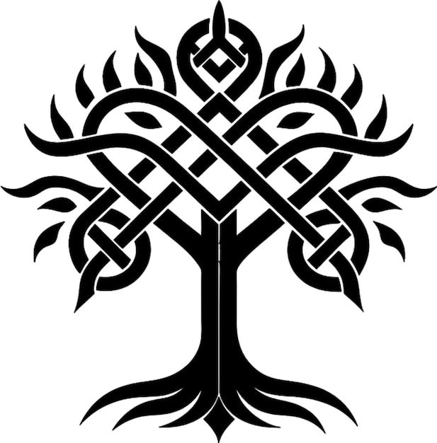 PSD black yggdrasil stencil norse tree of life