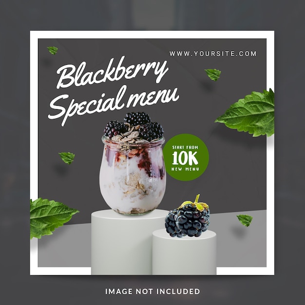 Blackberry drink menu promotion social media post or banner template