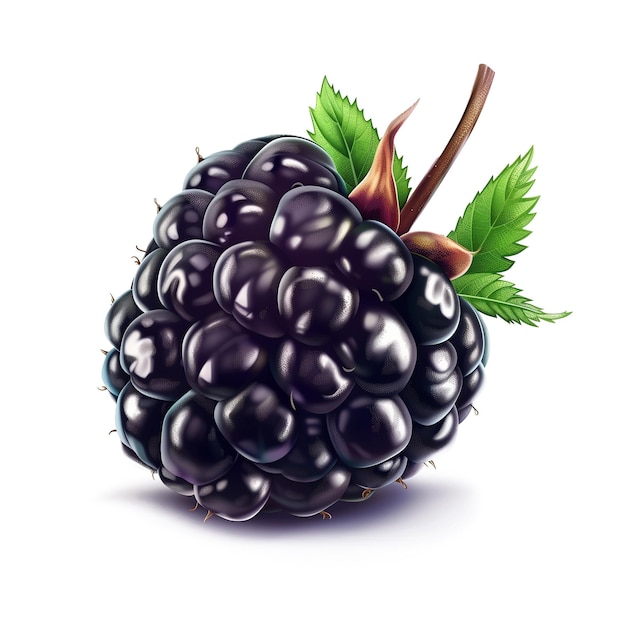 Blackberry with leaf isolated on transparent background Realistic