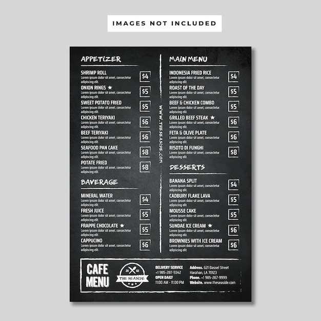 Blackboard Cafe Menu Flyer