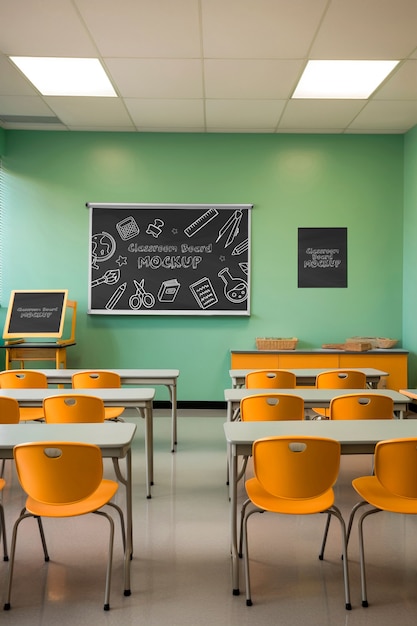 PSD blackboard mockup in classroom