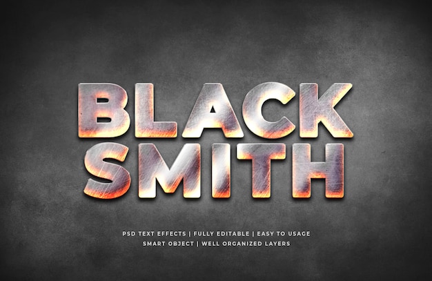 Blacksmith 3d text style effect Premium Psd