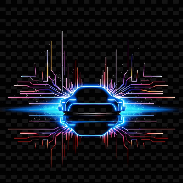 Blade Runner Inspired Borderline Design Neon Lines Style Fly PNG Y2K Shapes Transparent Light Arts