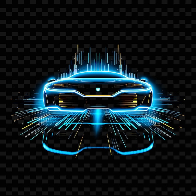 Blade Runner Inspired Borderline Design Neon Lines Style Fly PNG Y2K Shapes Transparent Light Arts