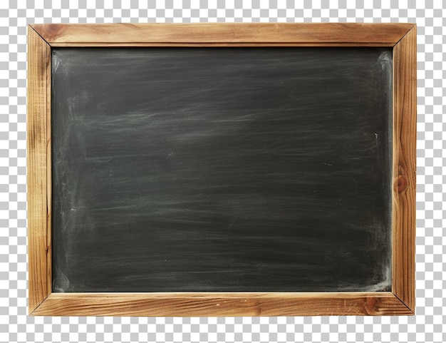 Blank blackboard in wooden frame isolated on transparent background png psd