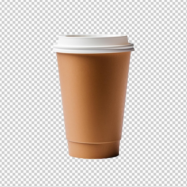 Blank brown coffee paper cup isolated on transparent background