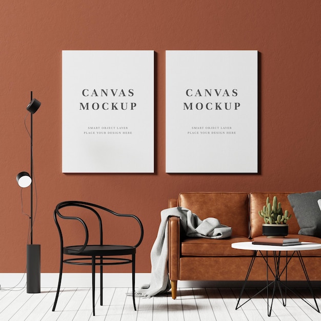 blank canvas frame mockup 3d rendering