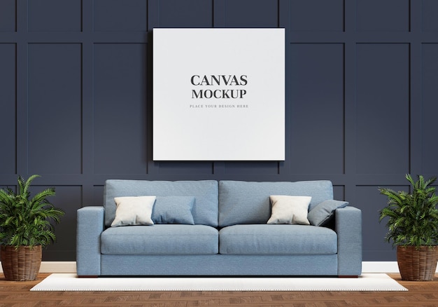 Blank canvas mockup 3d rendering