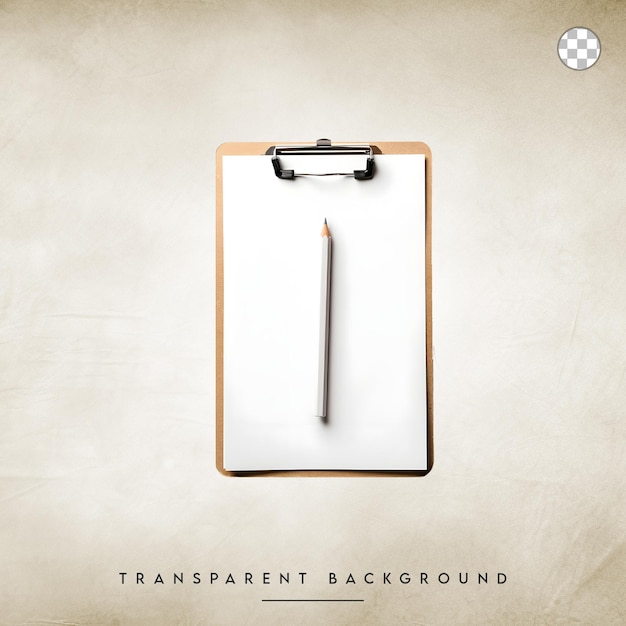 PSD blank clipboard with pencil isolated on transparent background