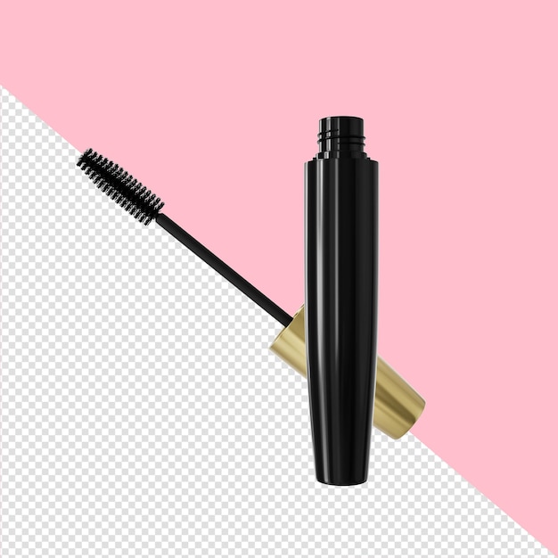 Blank Eyeliner mascara tube golden cap mockup isolated background front view 3d illustration