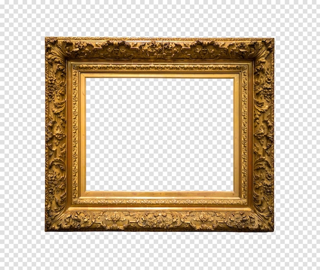 PSD blank gold frame isolated on transparent background horizontal