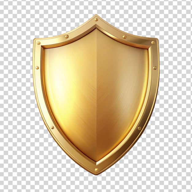 PSD blank golden shield on transparent background