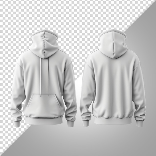 Blank hoodie in front and back view mockup png