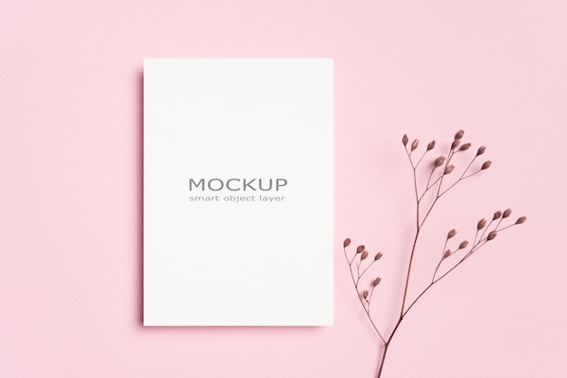 Blank invitation flyer or greeting card mockup