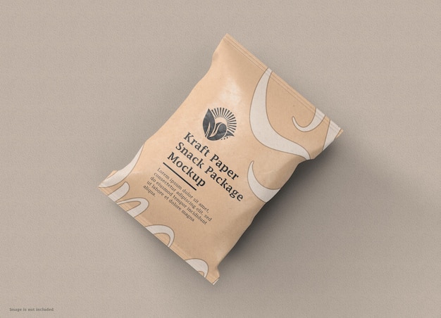 Blank Kraft Paper Bag Mockup for Snack Packaging