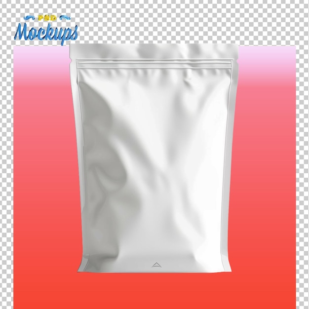 PSD blank packaging foil sachet isolated on white background with clipping path