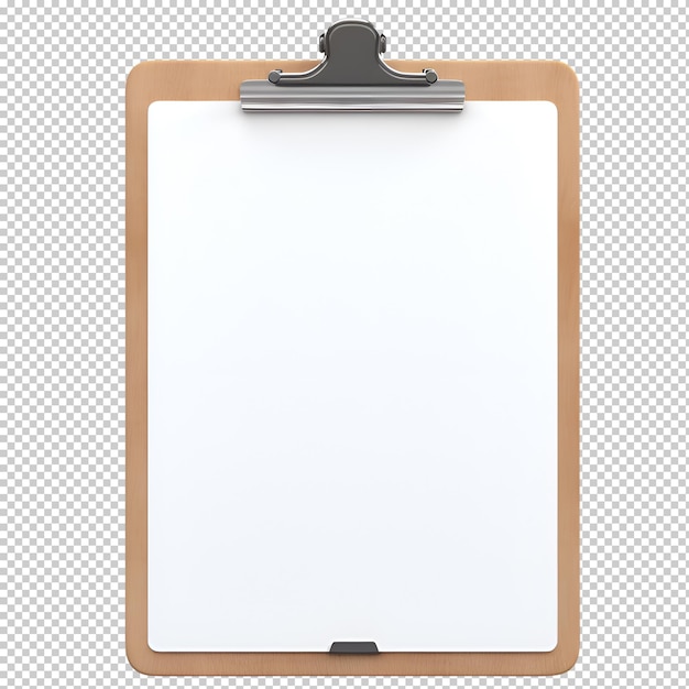 blank paper clipboard on isolated transparent background