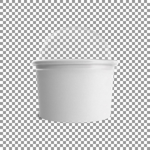 Blank paper food cup with transparent cap isolated on transparent background