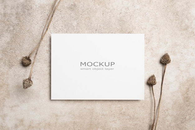 Blank paper invitation or greeting card mockup